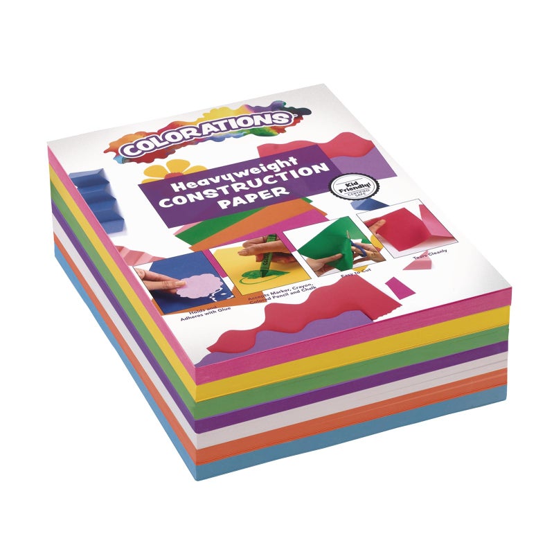 Colorations Construction Paper for Kids - 7 Bright Colors - 600 Bulk Sheets of 9"X12" - Assorted Pack of Heavy-Duty Craft Paper, Bulk School Supplies - Image 1
